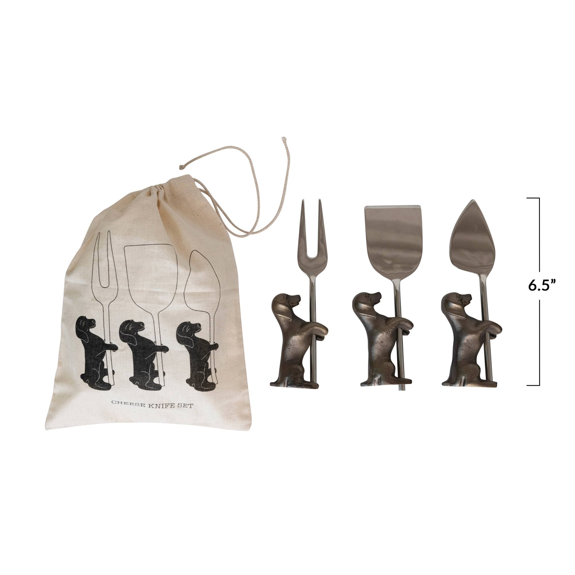 Hello Honey® Stainless Steel Cheese Knives with Dog Stands, 6ct.